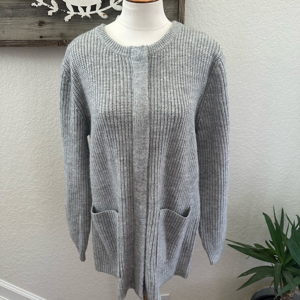 Evereve Harlow‎ Zipper cardigan Gray Women's Sweater Ladies Large NWT